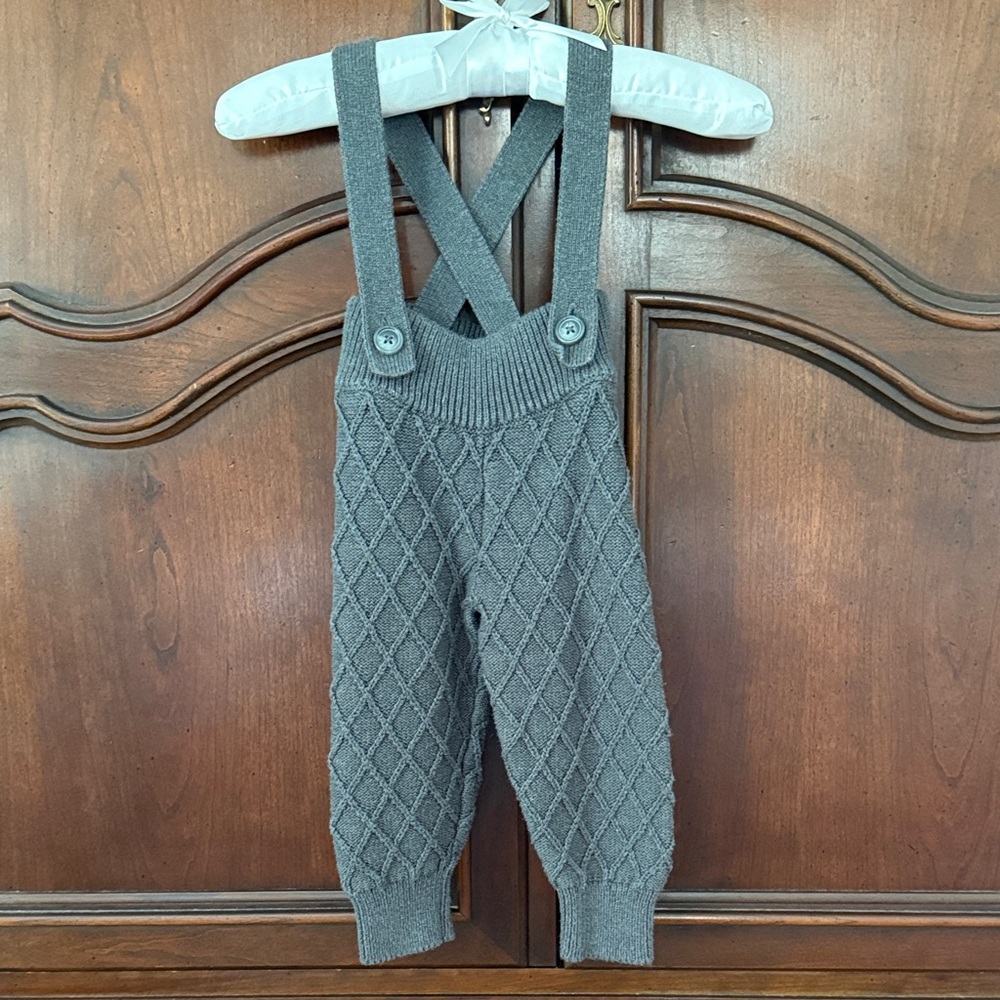 Jamie Kay Baby Knit Overalls Charcoal Gray 3–6M